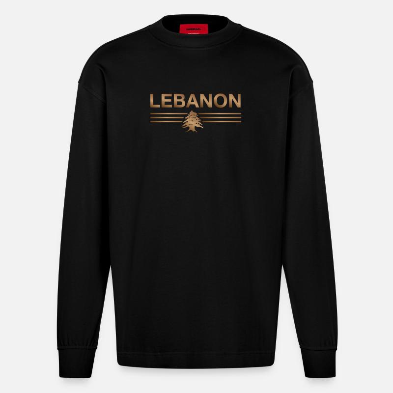 Libanon Beirut Libanese Libanesin Libanesisch LBN - Heavyweight Oversized Organic Langarmshirt Made in EU - SOLID BLACK