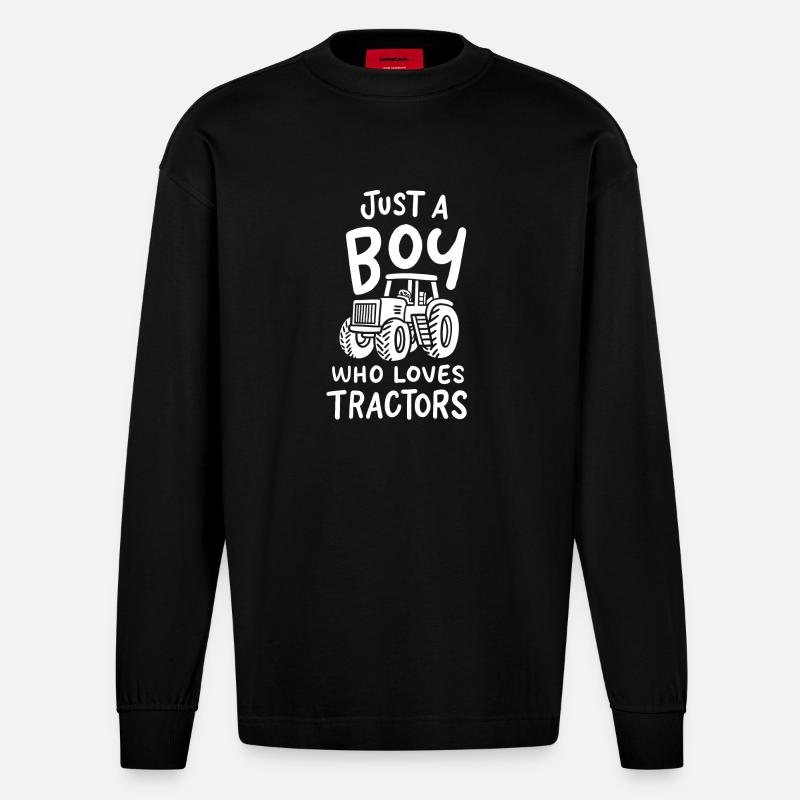 Traktoren Traktor - Heavyweight Oversized Organic Langarmshirt Made in EU - SOLID BLACK