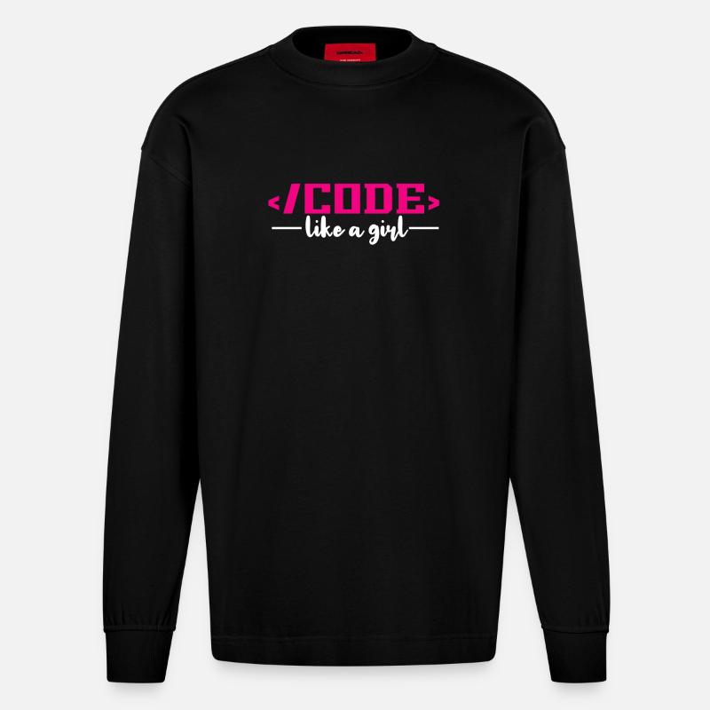 Coding Programming Computer Science - Heavyweight Oversized Organic Longsleeve Shirt Made in EU - SOLID BLACK