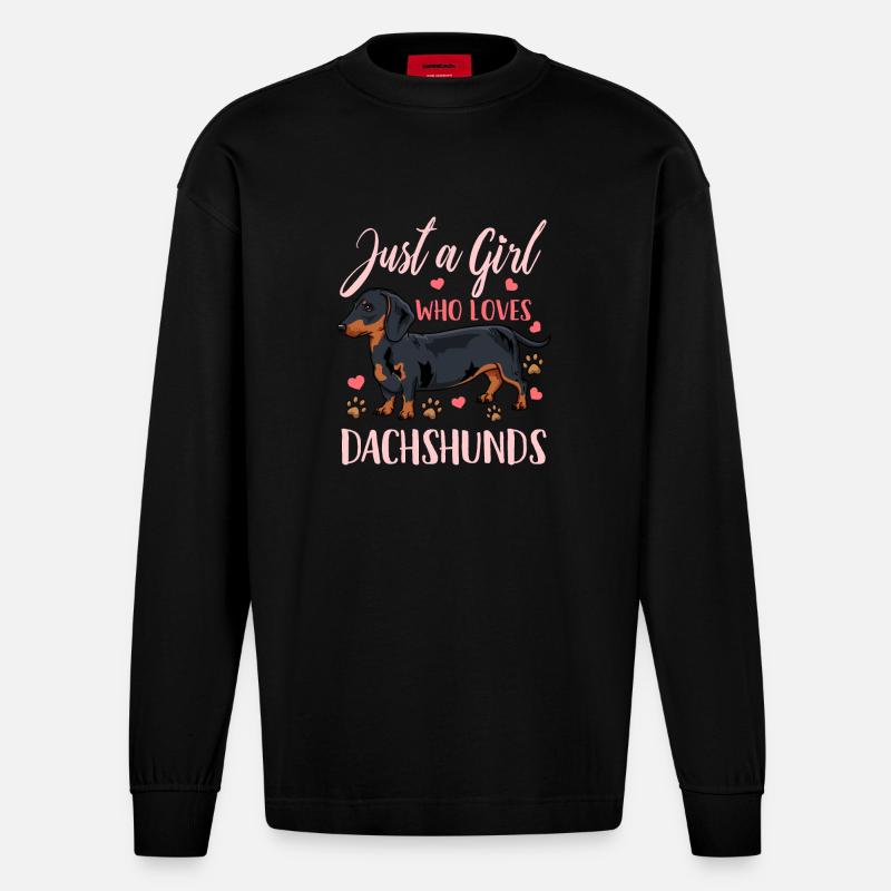 Dackel teckel - Manches longues bio épais oversize fabriqué en UE - SOLID BLACK