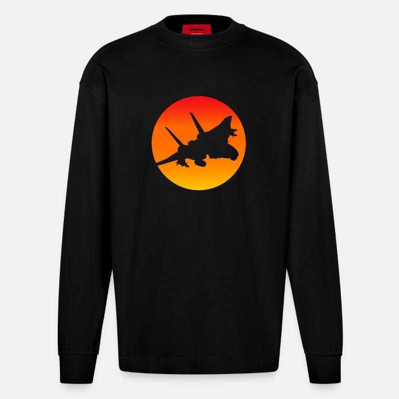 F-14 Tomcat Düsenjäger - Heavyweight Oversized Organic Langarmshirt Made in EU - SOLID BLACK