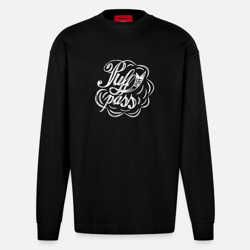 Puff Puff Pass - Heavyweight Oversized Organic Langarmshirt Made in EU - SOLID BLACK