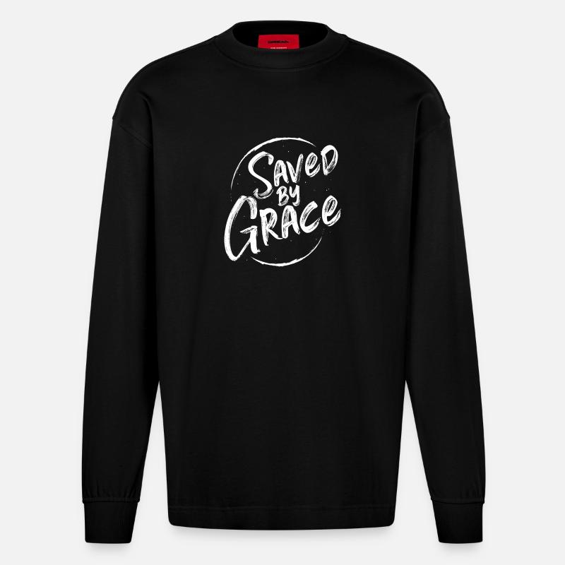 Saved by Grace - Heavyweight Oversized Organic Langarmshirt Made in EU - SOLID BLACK
