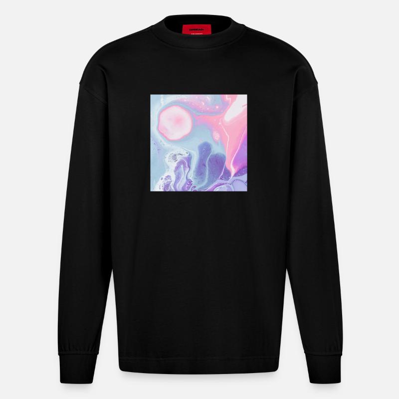 buntes Texturdesign des Mauspads - Heavyweight Oversized Organic Langarmshirt Made in EU - SOLID BLACK
