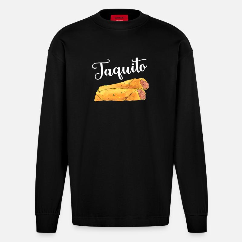 Taco Taquito Match - Manches longues bio épais oversize fabriqué en UE - SOLID BLACK