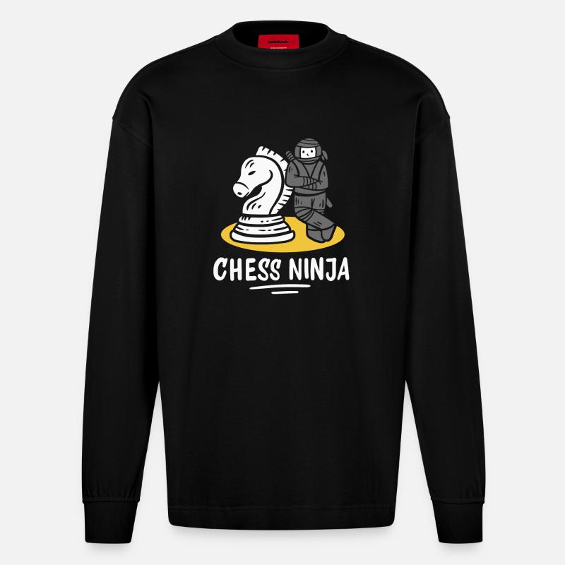 Joueurs d’échecs - Manches longues bio épais oversize fabriqué en UE - SOLID BLACK