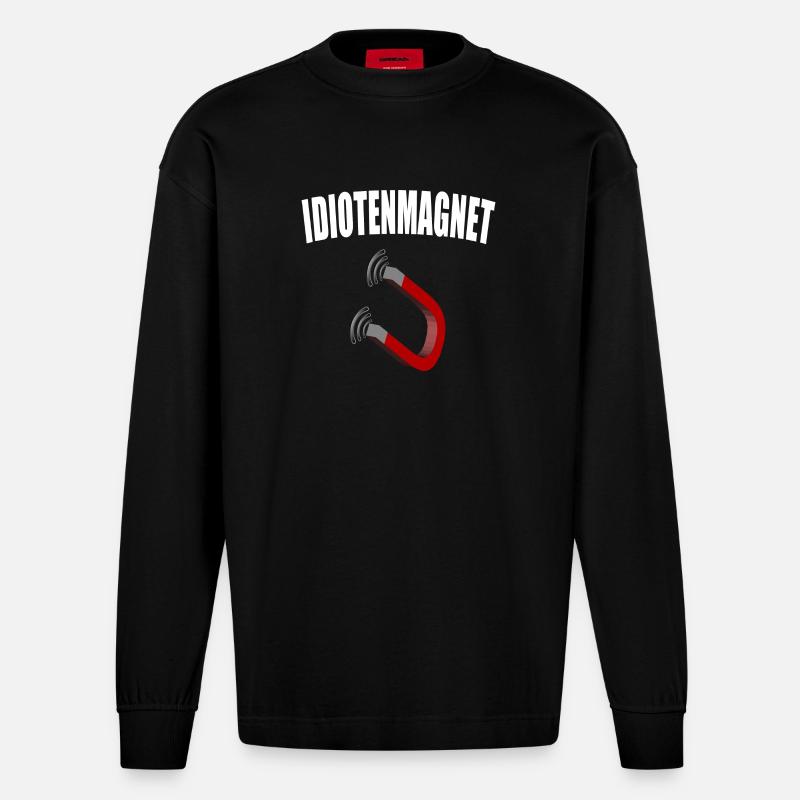 Idiotenmagnet - Heavyweight Oversized Organic Langarmshirt Made in EU - SOLID BLACK