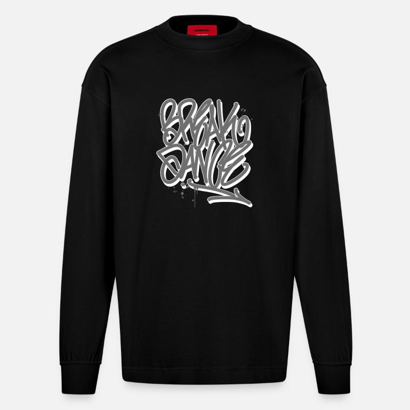 Breakdance Graffiti - Heavyweight Oversized Organic Langarmshirt Made in EU - SOLID BLACK