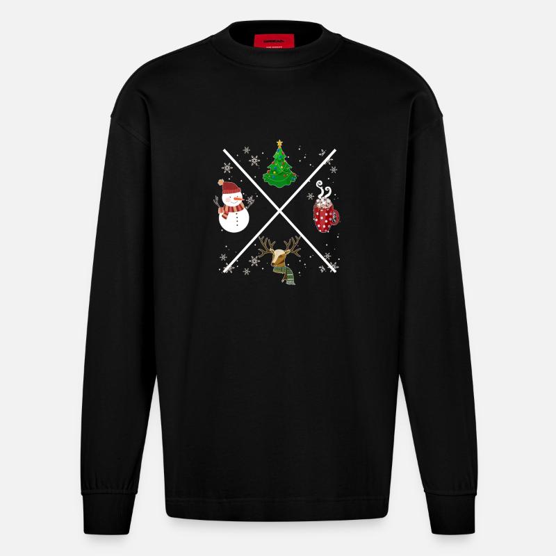 Weihnachts X - Heavyweight Oversized Organic Langarmshirt Made in EU - SOLID BLACK