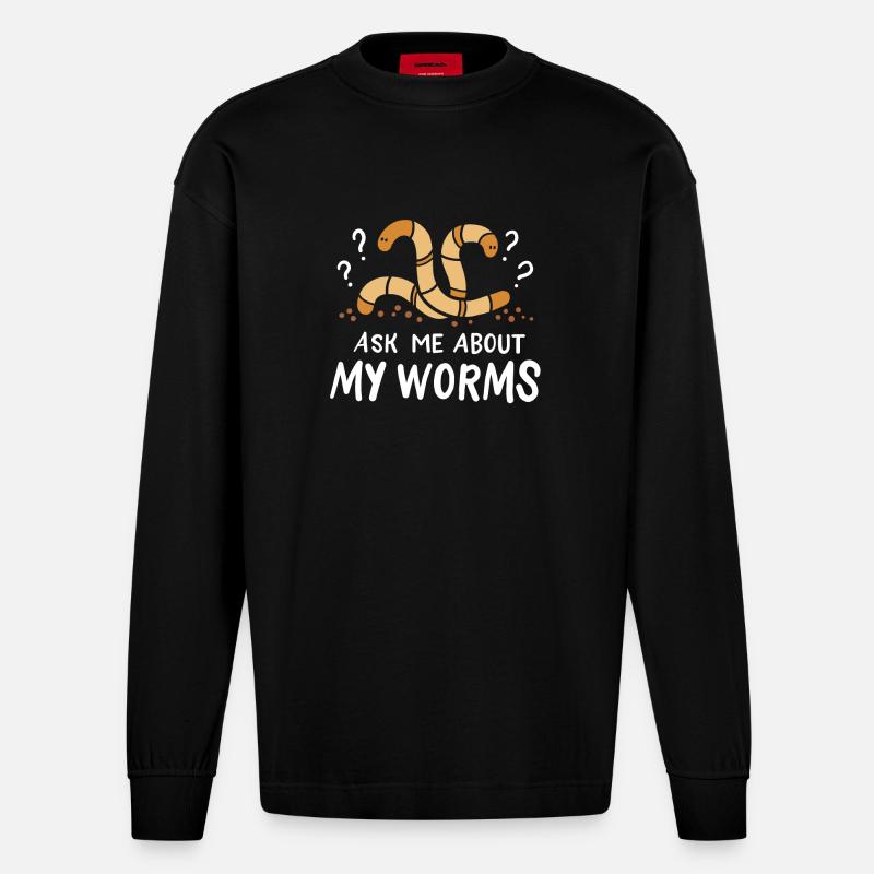 Worms Constructeurs de vers - Manches longues bio épais oversize fabriqué en UE - SOLID BLACK