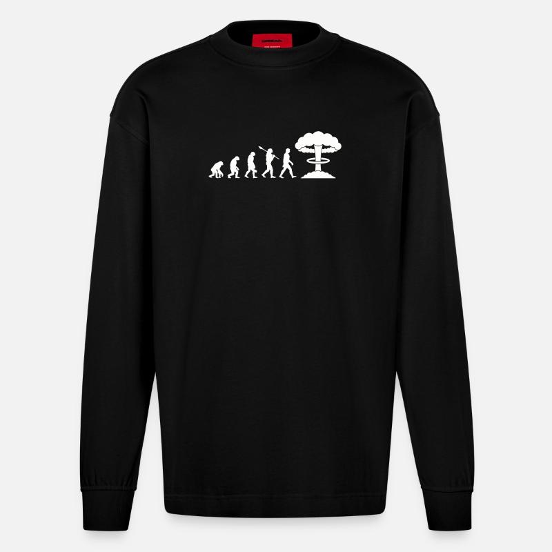 Evolution Nuclear Bomb - Heavyweight Oversized Organic Longsleeve Shirt Made in EU - SOLID BLACK