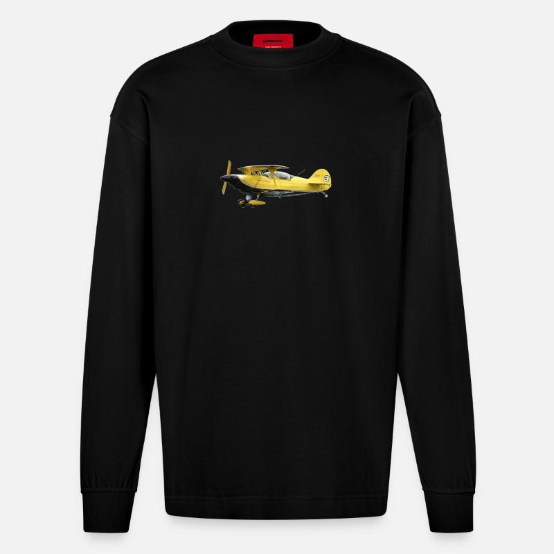 Pitts S2B - Maglia a maniche lunghe ecologica oversize Heavyweight Made in UE - SOLID BLACK