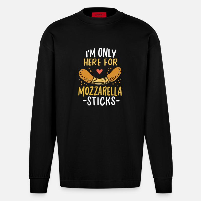 Mozzarella-Sticks - Heavyweight Oversized Organic Langarmshirt Made in EU - SOLID BLACK