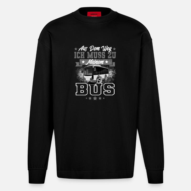 Busfahrer - Heavyweight Oversized Organic Langarmshirt Made in EU - SOLID BLACK