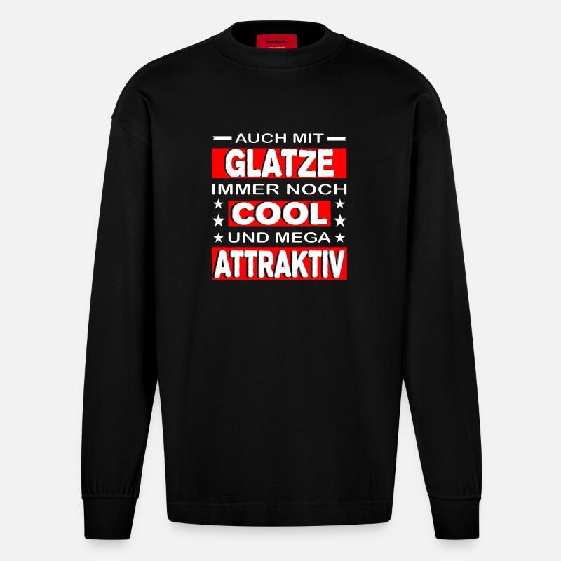 Glatze - Heavyweight Oversized Organic Langarmshirt Made in EU - SOLID BLACK