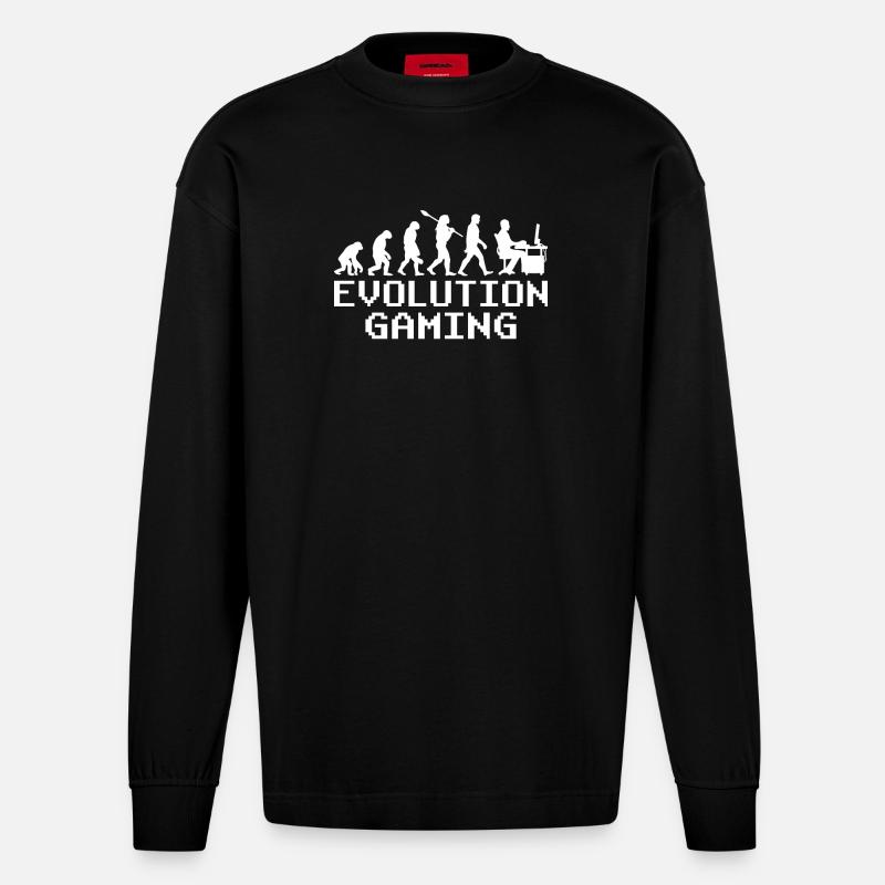 Évolution du jeu PC - Manches longues bio épais oversize fabriqué en UE - SOLID BLACK