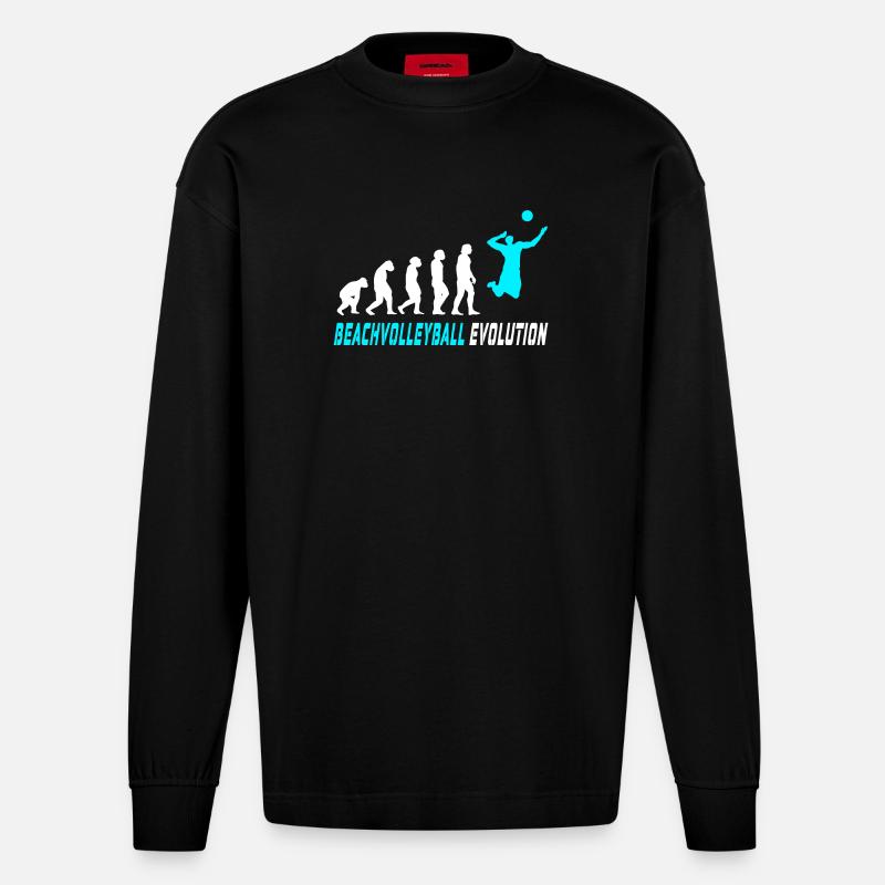 Beachvolleyball Evolution Design / Geschenkidee - Heavyweight Oversized Organic Langarmshirt Made in EU - SOLID BLACK
