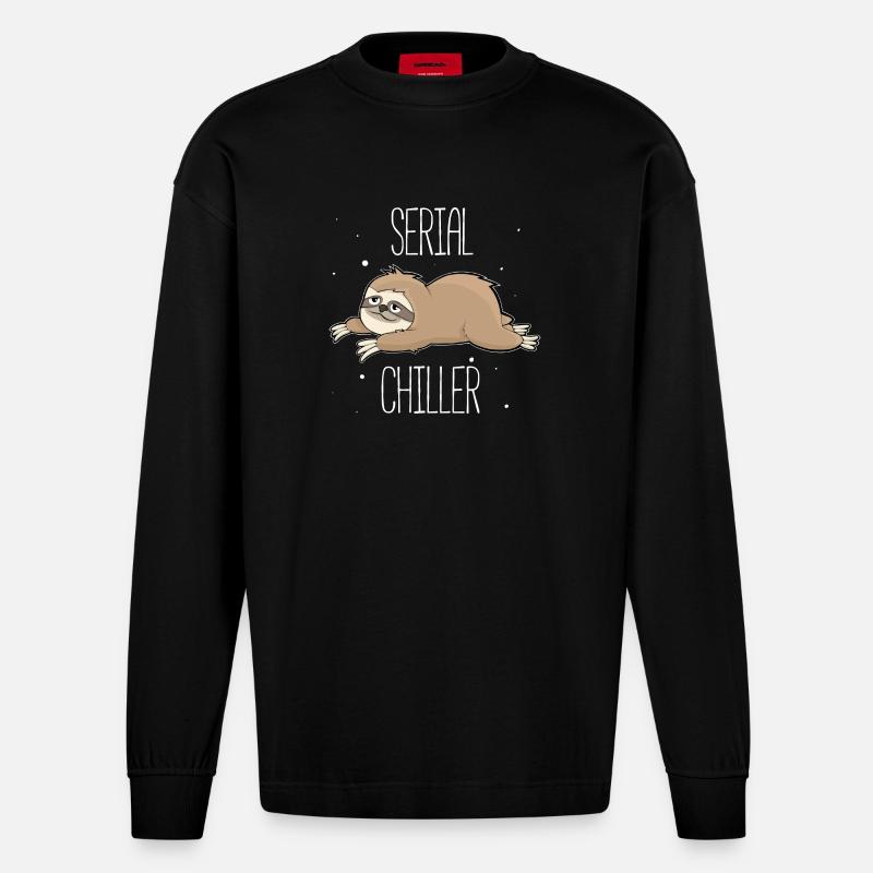 Serial Chiller - Heavyweight Oversized Organic Langarmshirt Made in EU - SOLID BLACK