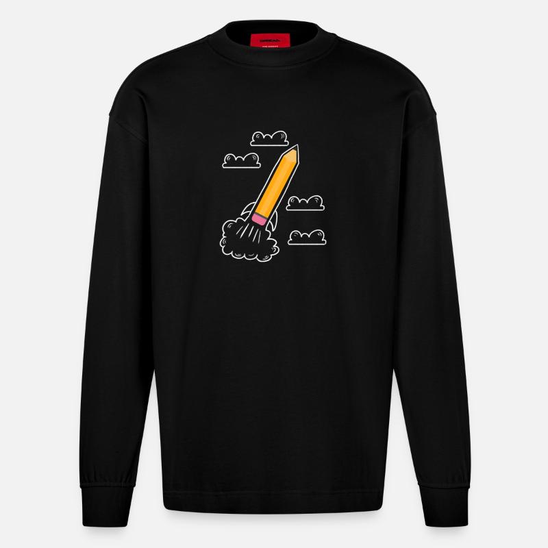 Premier jour d’école Début d’école - Manches longues bio épais oversize fabriqué en UE - SOLID BLACK