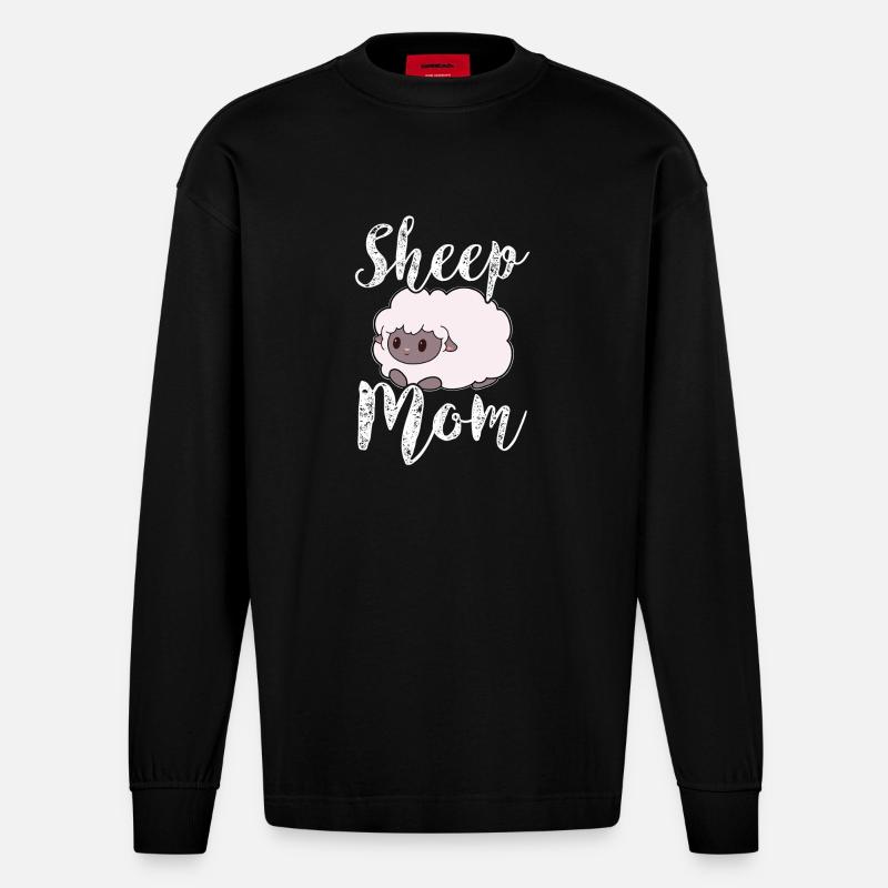 Schaf Schafe Mama Mutter - Heavyweight Oversized Organic Langarmshirt Made in EU - SOLID BLACK