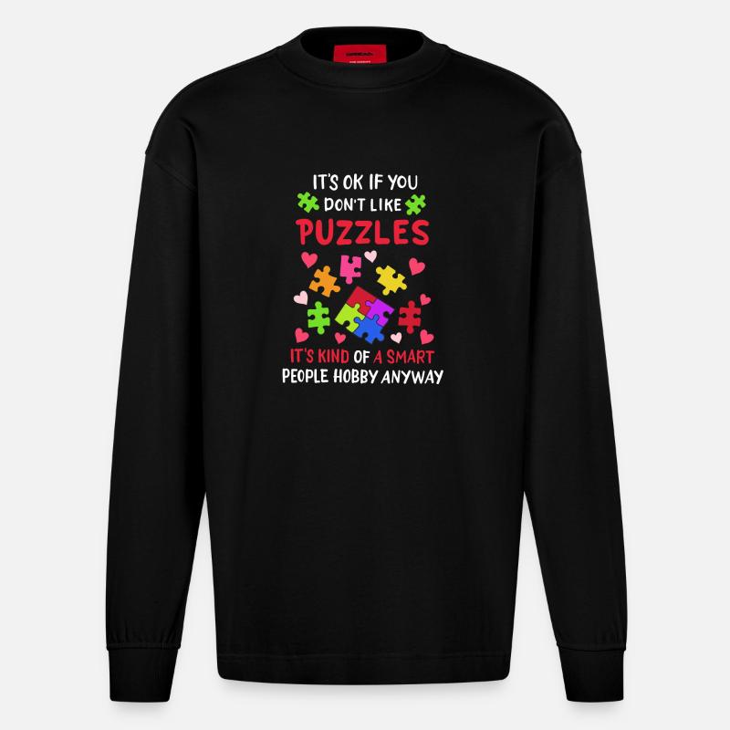 Puzzle Puzzles - Heavyweight Oversized Organic Langarmshirt Made in EU - SOLID BLACK
