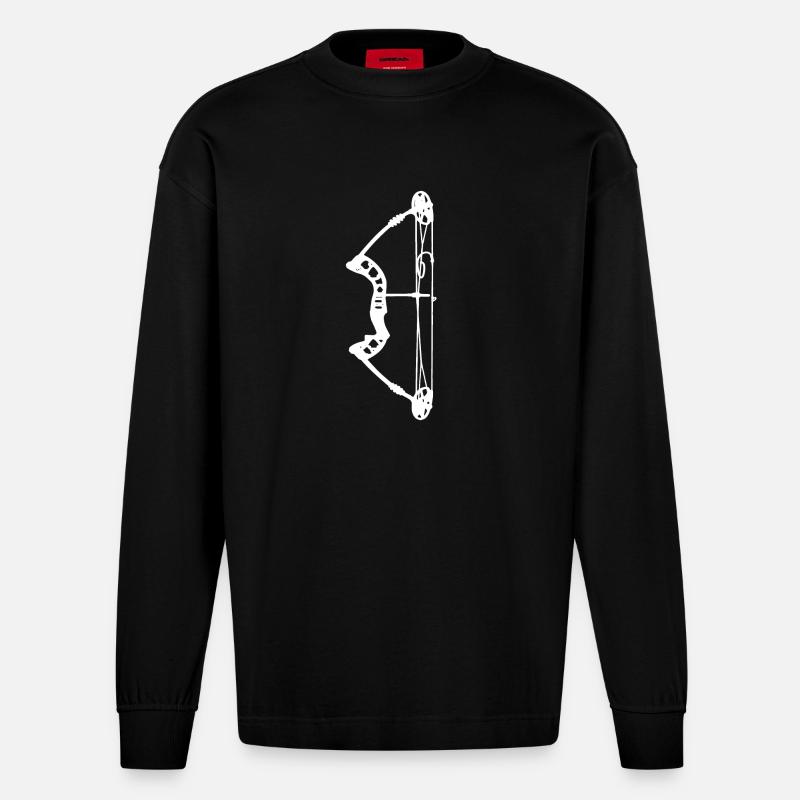 Bogenschießen Bogenjäger Bogenjagd - Heavyweight Oversized Organic Langarmshirt Made in EU - SOLID BLACK