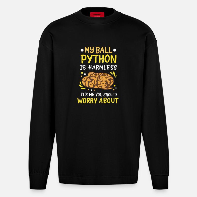 Ball Python - Heavyweight Oversized Organic Longsleeve Shirt Made in EU - SOLID BLACK