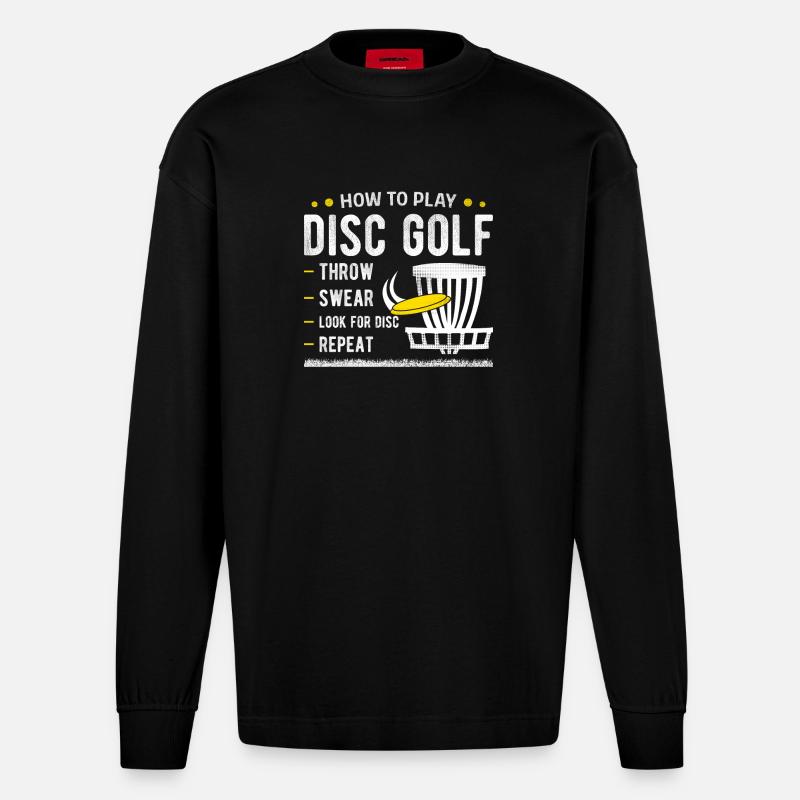 Disc Golf - Heavyweight Oversized Organic Langarmshirt Made in EU - SOLID BLACK