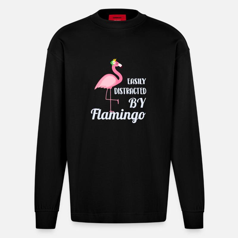 Flamingo - Heavyweight Oversized Organic Langarmshirt Made in EU - SOLID BLACK
