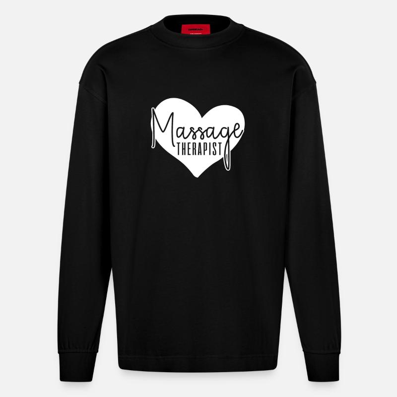 Massagetherapeut Massagetherapie - Heavyweight Oversized Organic Langarmshirt Made in EU - SOLID BLACK