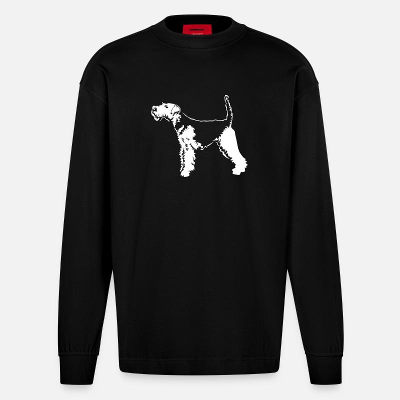 Welsh Terrier "Black Edition" - Heavyweight Oversized Organic Langarmshirt Made in EU - SOLID BLACK