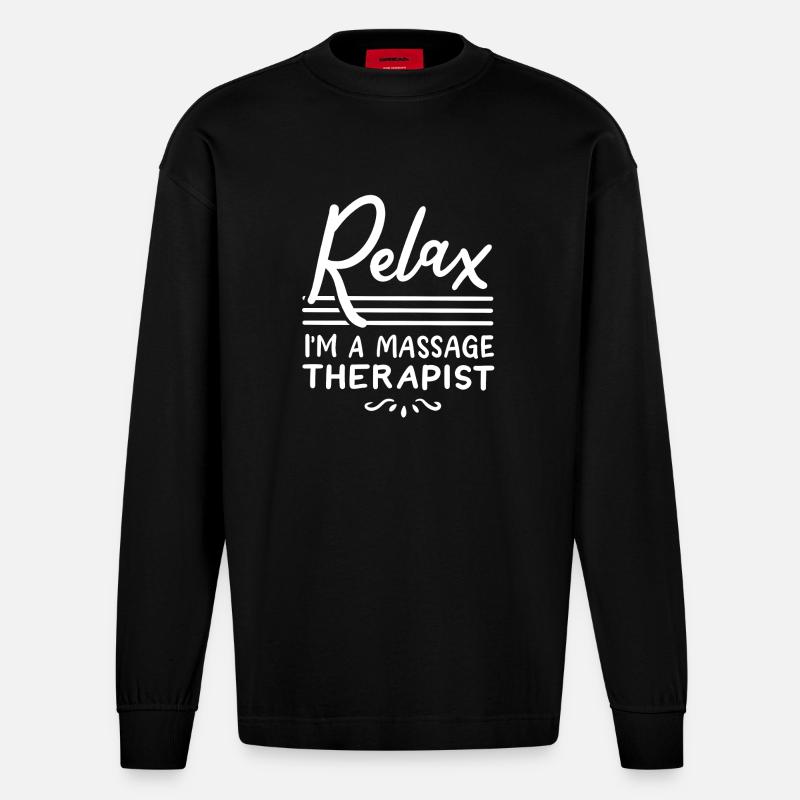 Massagetherapeut Massagetherapie - Heavyweight Oversized Organic Langarmshirt Made in EU - SOLID BLACK