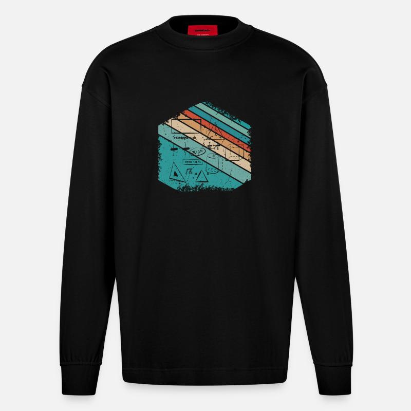 Math Teacher Lehrer Mathematik Design - Heavyweight Oversized Organic Langarmshirt Made in EU - SOLID BLACK