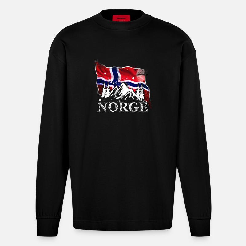 Norwegen - Heavyweight Oversized Organic Langarmshirt Made in EU - SOLID BLACK
