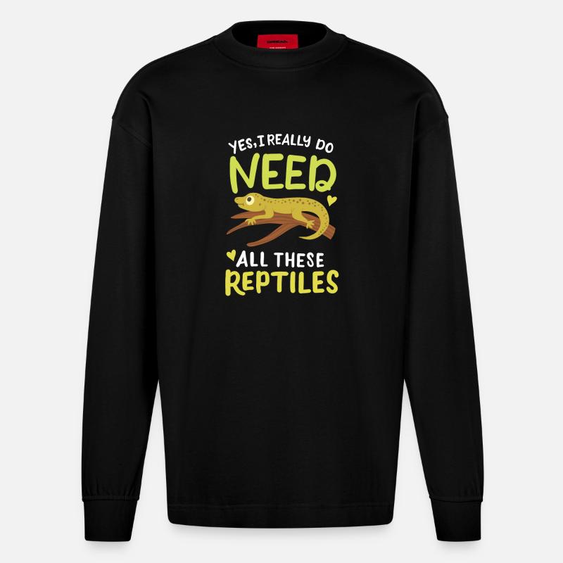 Reptil Eidechse Herpetologe - Heavyweight Oversized Organic Langarmshirt Made in EU - SOLID BLACK