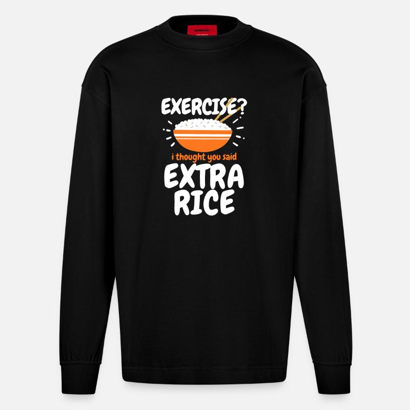 Riz Extra Riz Cuisine Philippine - Manches longues bio épais oversize fabriqué en UE - SOLID BLACK