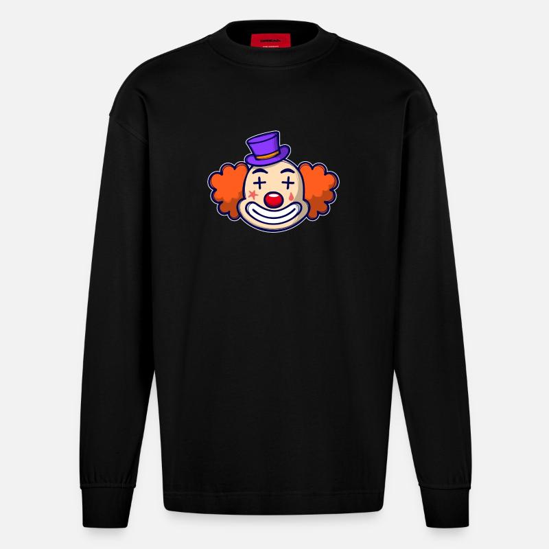 Fasching Clown Karneval - Heavyweight Oversized Organic Langarmshirt Made in EU - SOLID BLACK