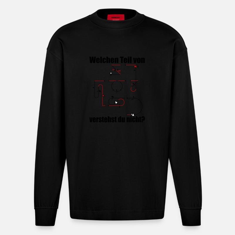 Aresti Symbole Kunstflug Programm Modellpilot - Heavyweight Oversized Organic Langarmshirt Made in EU - SOLID BLACK