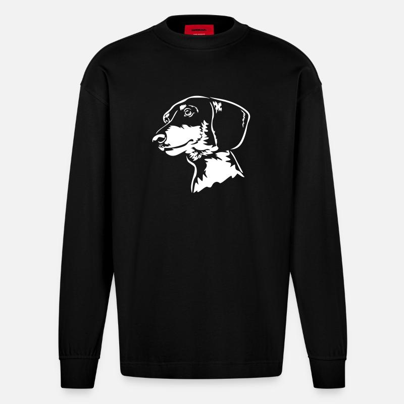 Dackel Kopf "Black Edition" - Heavyweight Oversized Organic Langarmshirt Made in EU - SOLID BLACK