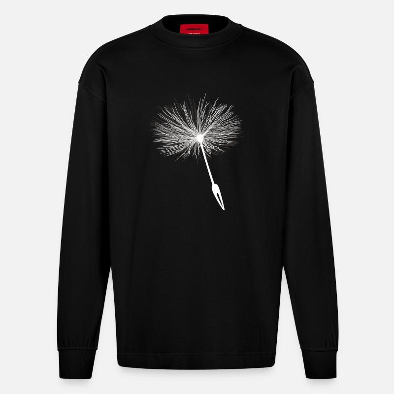 Loewenzahn Samen Pusteblume - Heavyweight Oversized Organic Langarmshirt Made in EU - SOLID BLACK