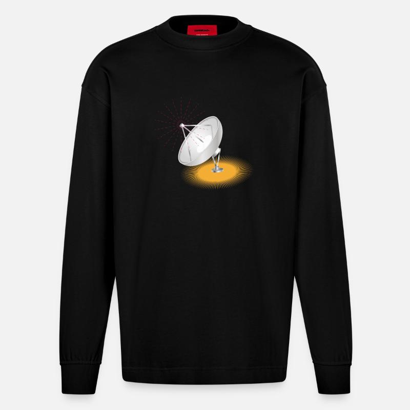 L’antenne parabolique, élément de conception - Manches longues bio épais oversize fabriqué en UE - SOLID BLACK