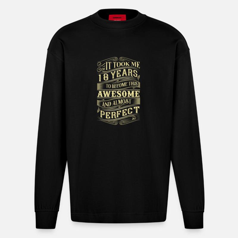 18-årsdag - Heavyweight Oversized Organic Longsleeve Made in EU - SOLID BLACK
