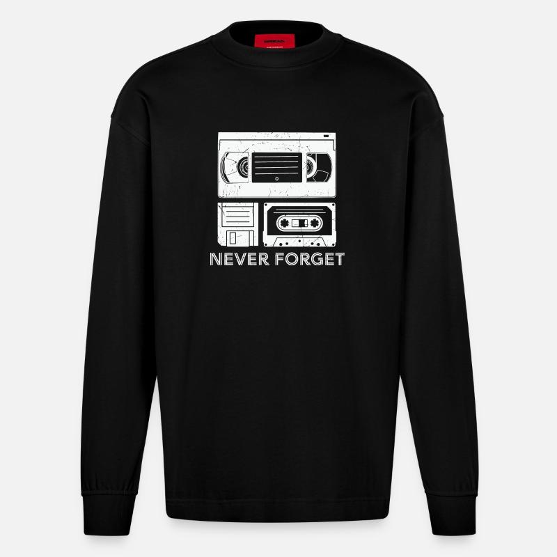Conception créative de cassette - Manches longues bio épais oversize fabriqué en UE - SOLID BLACK