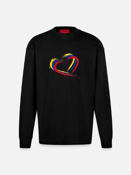 Kolumbien Herz - Heavyweight Oversized Organic Langarmshirt Made in EU - SOLID BLACK