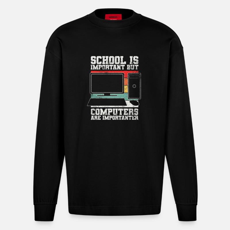 Computer Programmierer - Heavyweight Oversized Organic Langarmshirt Made in EU - SOLID BLACK