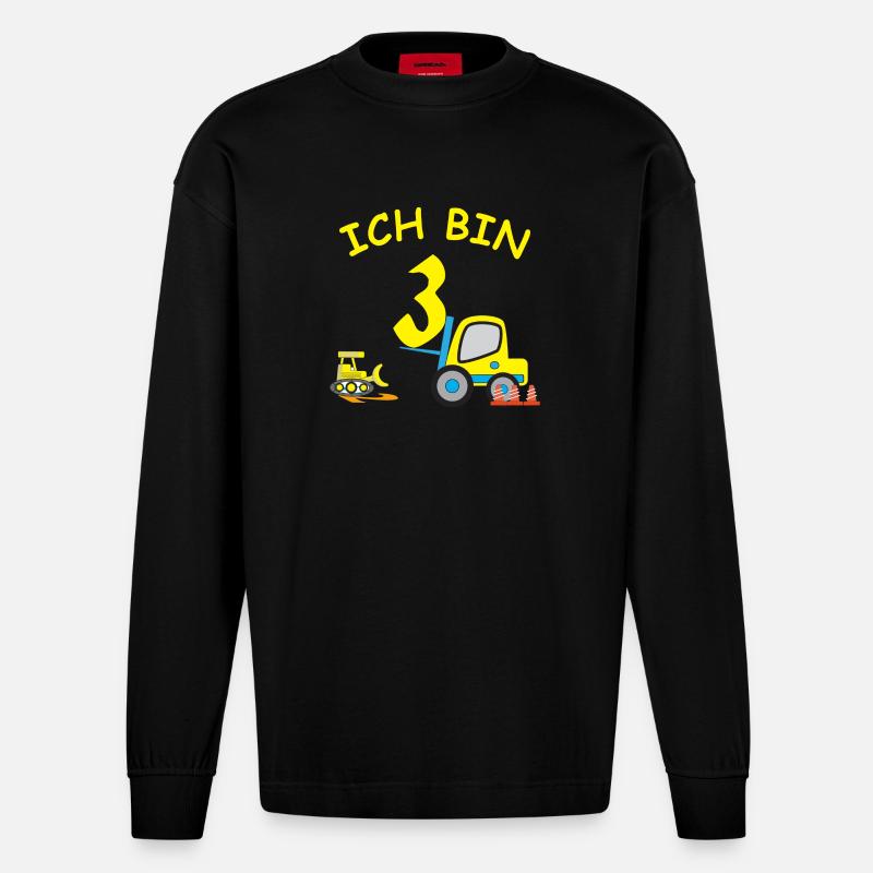 Ich bin 3 - Heavyweight Oversized Organic Langarmshirt Made in EU - SOLID BLACK
