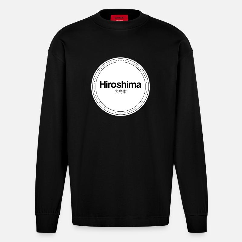 Hiroshima Stempel Logo - Heavyweight Oversized Organic Langarmshirt Made in EU - SOLID BLACK