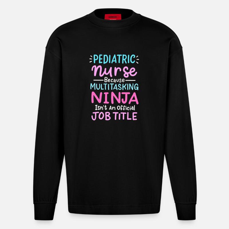 Kinderkrankenschwester - Heavyweight Oversized Organic Langarmshirt Made in EU - SOLID BLACK