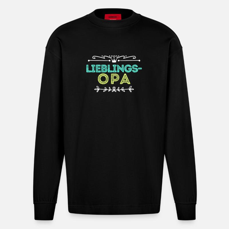 Statement Lieblingsopa Opa Großvater - Heavyweight Oversized Organic Langarmshirt Made in EU - SOLID BLACK