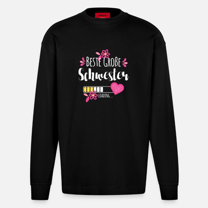 Beste Große Schwester Loading - Heavyweight Oversized Organic Langarmshirt Made in EU - SOLID BLACK